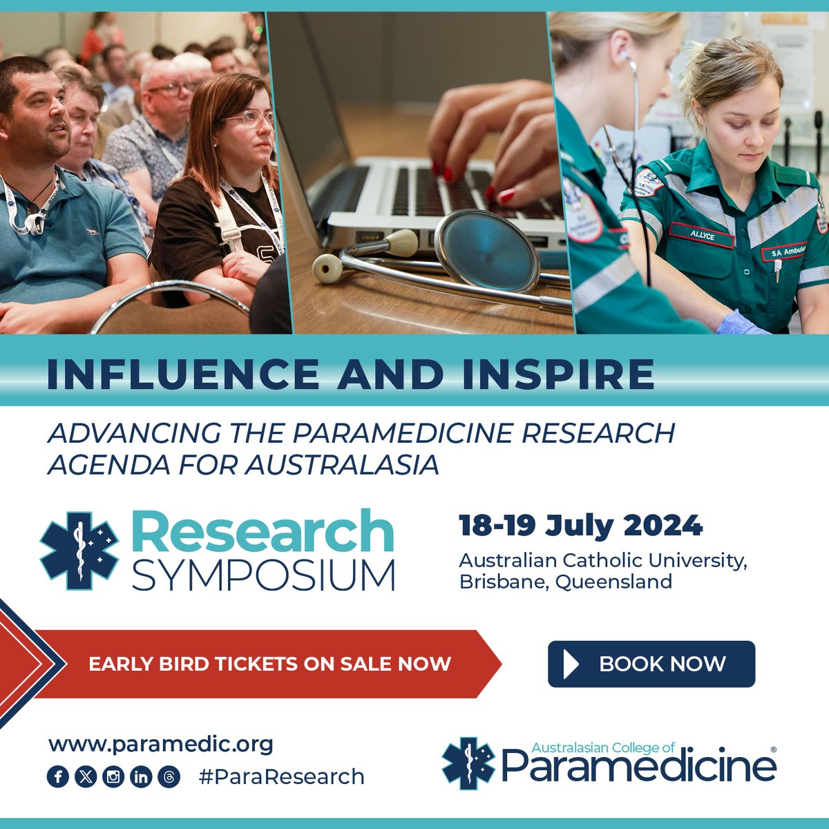 Tickets are now on sale for this year's #ParaResearch Symposium, being hosted at @ACUMedia Brisbane Campus on 18 &amp; 19 July!

Register today at paramedics.org/research-sympo… #ParaCPD
