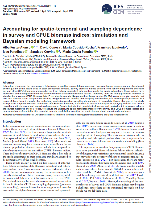 📰New paper out from the #MERVEX group!

👩‍💻 Alba Fuster, <a href="/alba15y22/">Alba</a> , a former TFM student at <a href="/IEOVigo/">IEO Vigo</a>, leads the work! 

🎣Spatio-temporal and sampling dependence considering in models!

👀You can take a look at the following link 👇

bit.ly/3y3fddt