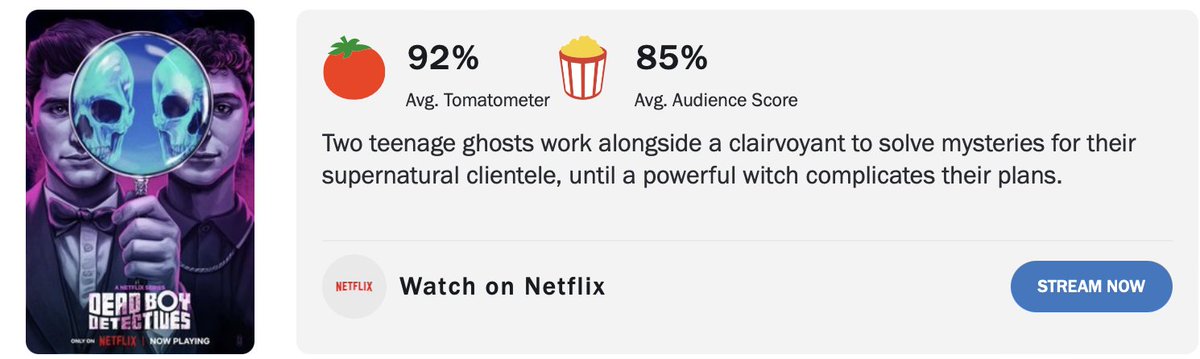 'DEAD BOY DETECTIVES' is receiving fantastic reviews on @RottenTomatoes 🍅✨

Now streaming on Netflix!