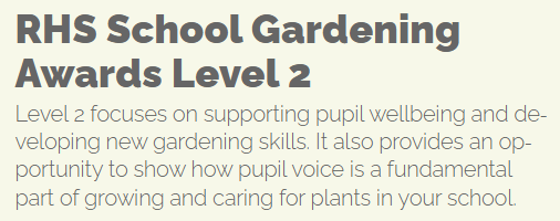 Well done to all the secondary pupils (& staff) who have contributed to the school gaining our 2ndLevel in the RHS School Gardening Award! @RHSSchools