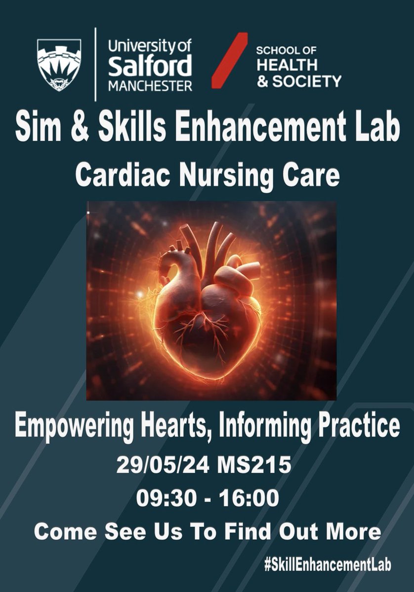 ‘Nitrates, ACE inhibitors and Beta blockers - oh my!’ Confused by Cardiac Care? Drop-in to the #SkillEnhancementLab and develop your confidence in Cardiac Nursing Care. Like & Share @UoS_HealthSoc @UoS_Students @SimandSkillsUoS @UoS_CYPNursing @UoS_MHNurs @UoSadultnursing