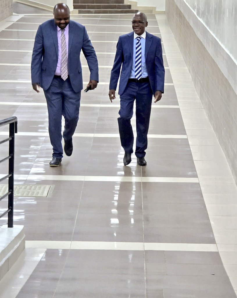 Boni Khalwale with Butere MP Tindi Mwale using the underground tunnel connecting Bunge Tower and parliament chambers