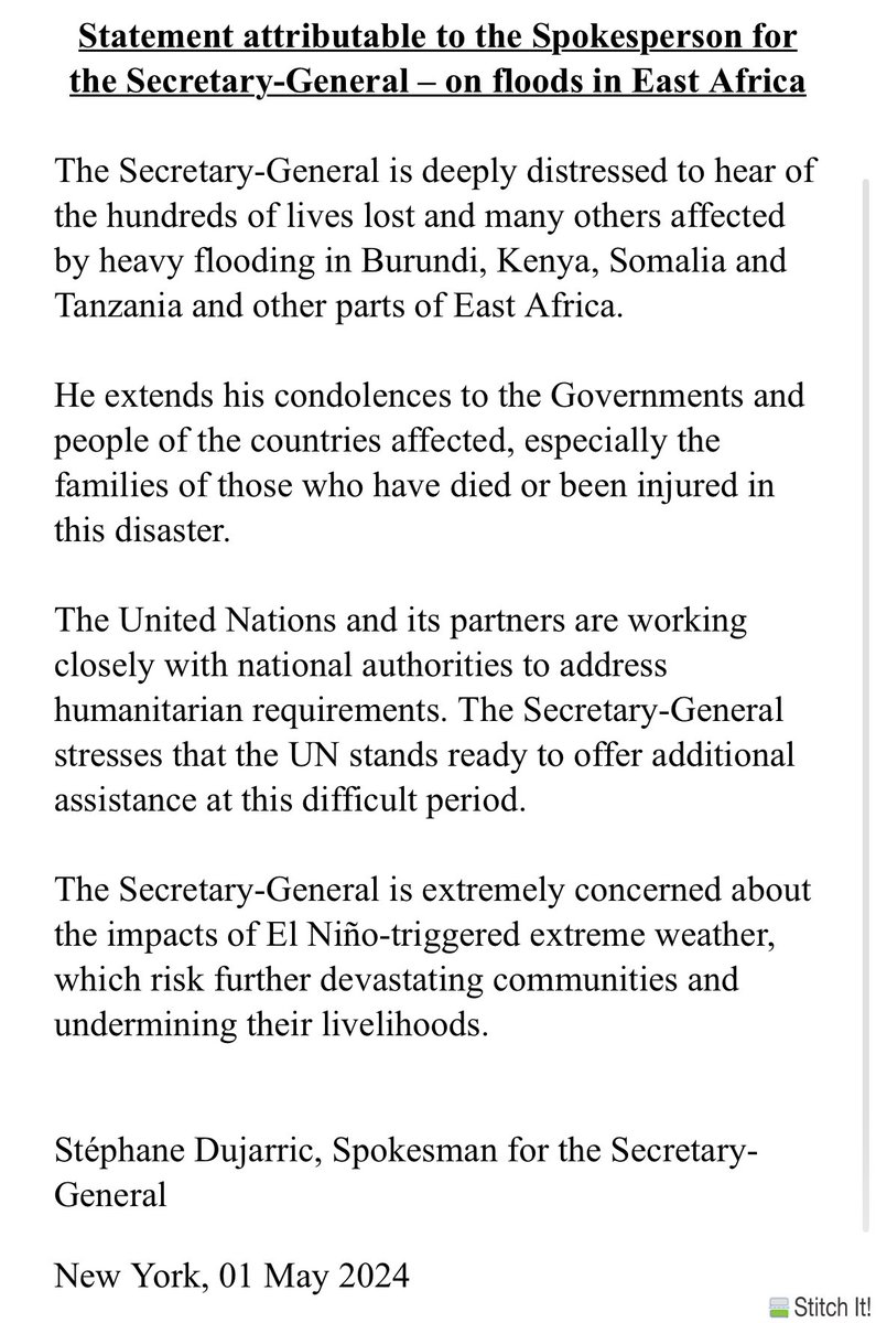 UNSG on flooding in East Africa #sabcnews