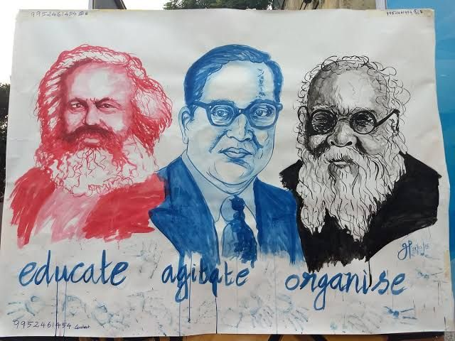 Karl Marx is one of the greatest human minds in evolution. His idea of equality and a classless society cannot be disregarded. Babasaheb Ambedkar's politics are way deeper because the Caste system in the Indian context is more complex.

We need both of them for a better tomorrow.