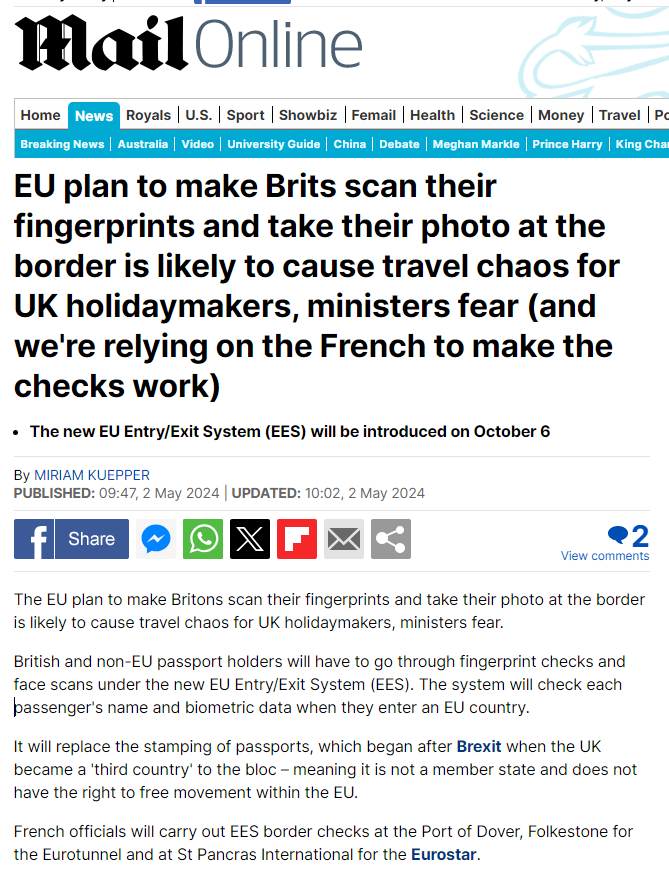 Got to love this from @DailyMailUK 1. These rules apply to *all* 3rd country nationals. The UK is a 3rd country. 2. 'British and non-EU passport holders' Almost getting it, but British exceptionalism is a powerful thing. 2. The UK helped devise these rules when still in EU
