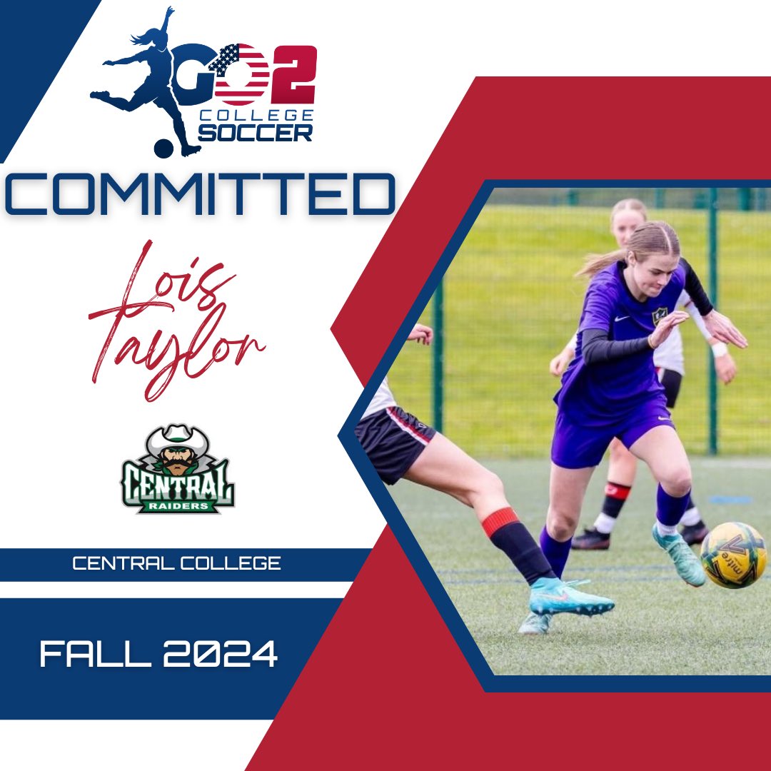✍️ 𝘾𝙤𝙢𝙢𝙞𝙩𝙢𝙚𝙣𝙩 A big congratulations to Go 2 College Soccer client Lois Taylor who has committed to the Central College for Fall 2024. Lois is a winger with excellent quality on the ball with a final delivery to match. Comfortable on either wing, we can’t wait to see…