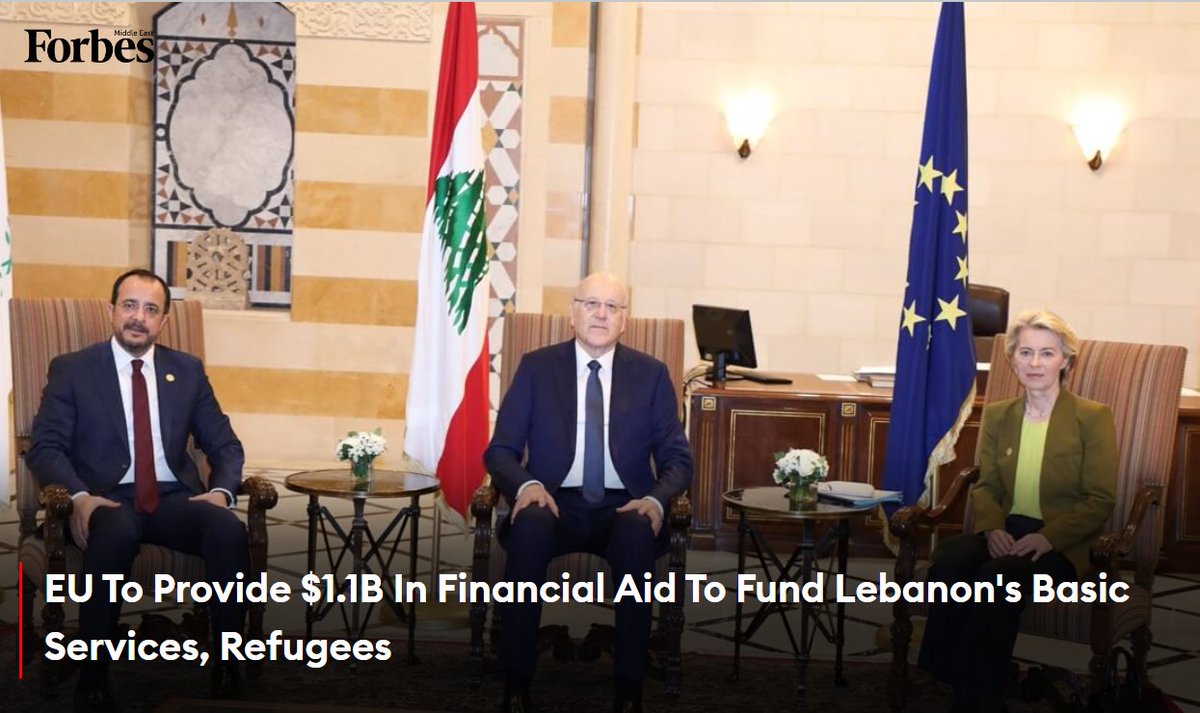 The #EU will provide $1.1 billion in financial aid to crisis-hit #Lebanon for the 2024-2027 period to support its basic services and refugees. #Forbes For more details: 🔗on.forbesmiddleeast.com/ebkc