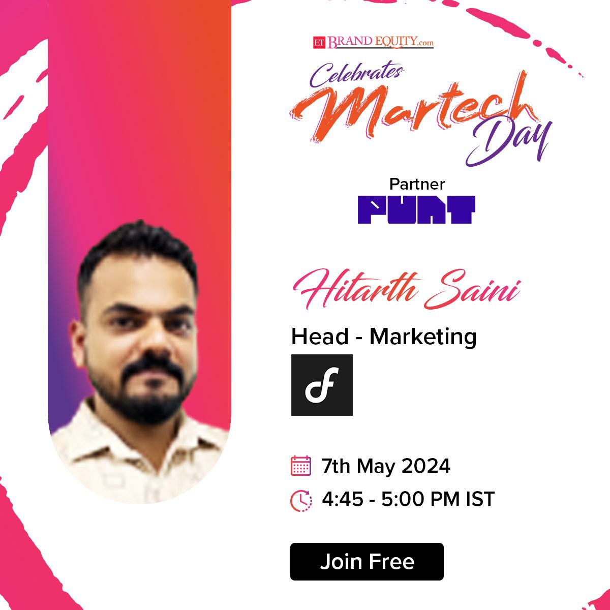 Join Hitarth Saini, Head of Marketing at Freo Money, as he showcases the latest AI applications transforming the marketing at ET Brand Equity's #MartechDay. Don't miss this session from 4:45 - 5 PM. Join Free: bit.ly/49SGdJD #ETBrandEquity #InnovationInMarketing