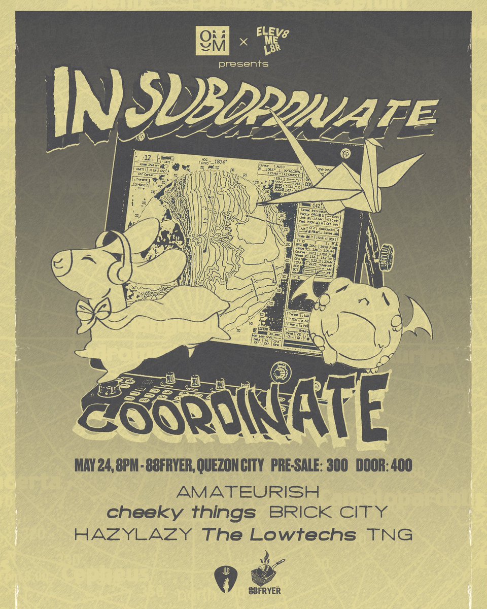 @offshoremusicph x Elev8 Me L8r presents INSUBORDINATE COORDINATE 🗺🦙 an Amateurish weekender gig featuring your fav music acts in the local indie scene 🤯 Amateurish TNG @cheekythings_ Brick City @hazylazyxxx @thelowtechs