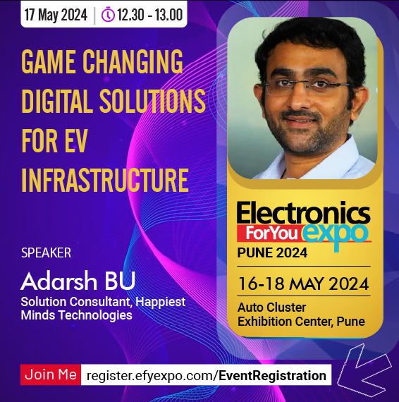 efycon's tweet photo. We are delighted to announce the participation of Adarsh B., Solution Consultant, Happiest Minds Technologies in the #EFYExpoPune2024 Speaker Community.

Register now and get a Free Pass along with a complimentary 3-month subscription to the EFY eZine.
🎟️ https://t.co/VvNqxco4Un https://t.co/qyjmhCwRpZ