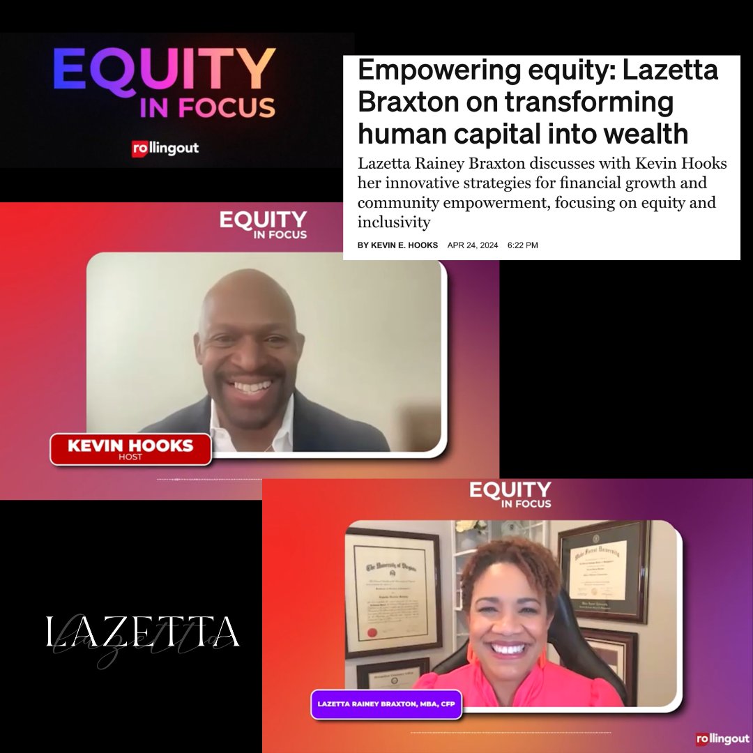 .@RollingOut “Equity in Focus” host Kevin E. Hooks sparked a dynamic conversation about issues I hold close to my heart. We talked about my strategies for merging culture, talent, and money to create a more equitable future in wealth management. Link: rollingout.com/2024/04/24/laz……