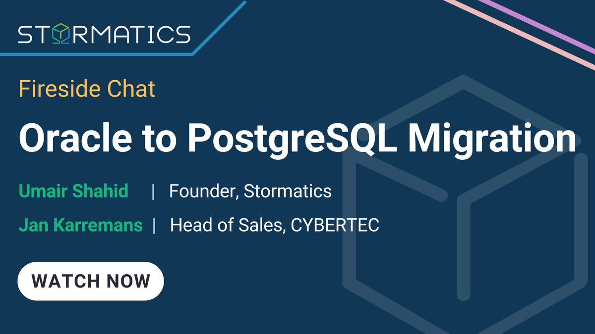 Discover why organizations should consider migrating from #Oracle to #PostgreSQL with @pg_umair, Founder @StormaticsTech & @johnnyq72, Head of Sales, CYBERTEC (@PostgresSupport).🚀

Watch this discussion for valuable insights & practical migration steps: hubs.ly/Q02vQfx30