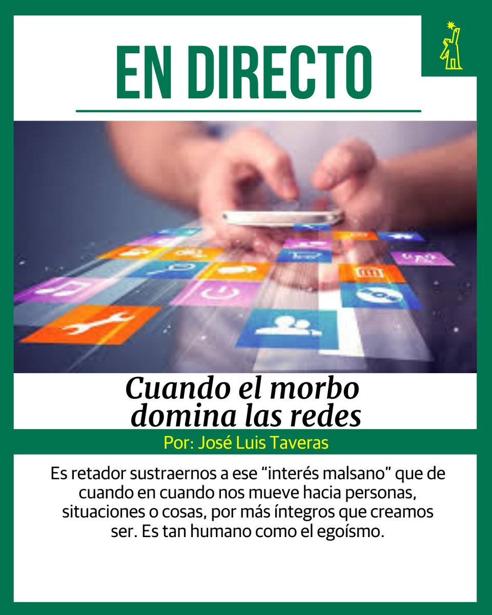 🖋 | #EnDirecto | El morbo es un interés obsesivo por lo prohibido. En forma natural se revela como una fascinación por hechos socialmente censurados, violentos o perturbadores.

🔗ow.ly/TXwI50Ruiap 

#DiarioLibre #DLOpinión