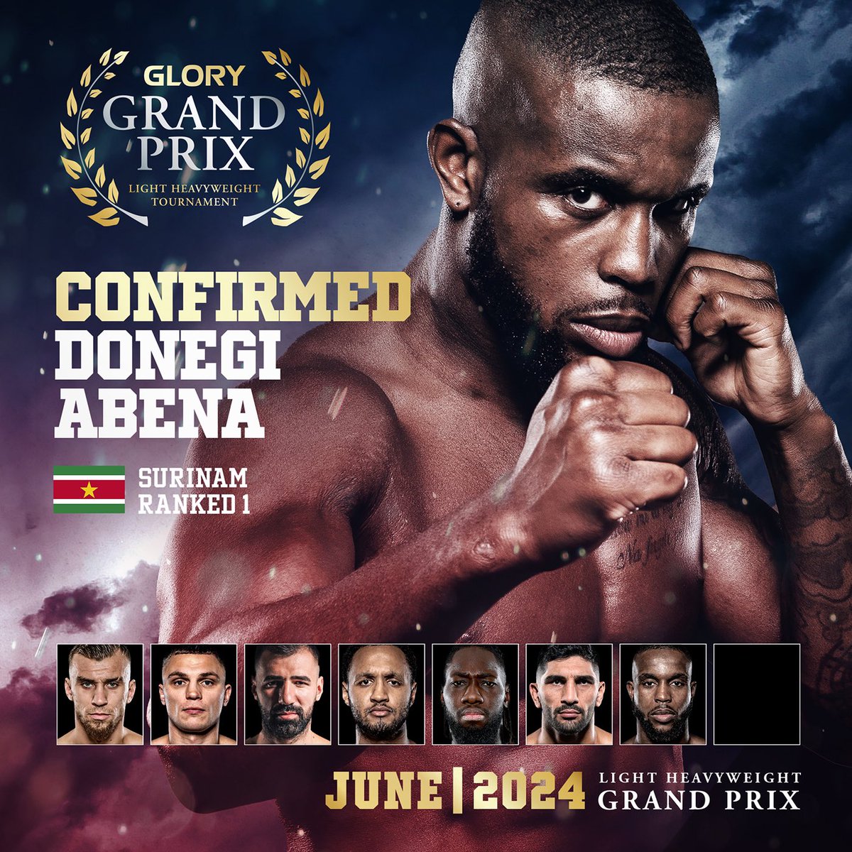 Donegi Abena is confirmed to join the GLORY Light Heavyweight Grand Prix on June 8!