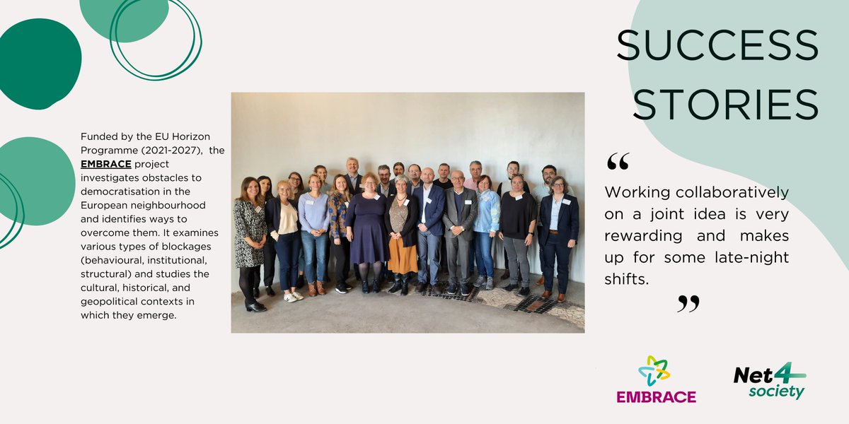 No. 3️⃣ in our series is <a href="/EU_EMBRACE/">EMBRACE_Democracy</a> . 

The EMBRACE project investigates obstacles to democratisation in the 🇪🇺 neighbourhood and identifies ways to overcome them.

Learn more about the exciting project led by <a href="/BerghofFnd/">Berghof Foundation</a>  &amp; <a href="/Uni_WUE/">Universität Würzburg #UniWürzburg</a>.

👇horizoneuropencpportal.eu/repository/0cf…