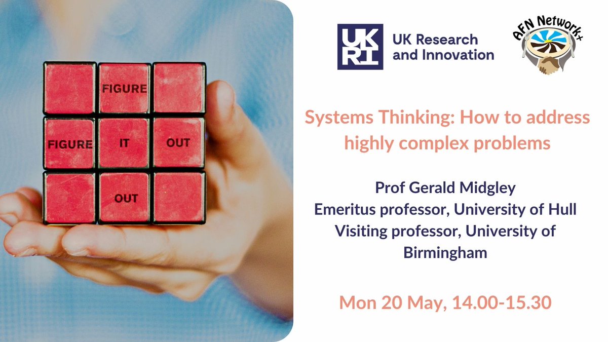 Tickets (free) going like hot🧁...for anyone trying to figure out how we transform our #foodsystem with its many overlapping & interconnected issues. Prof Gerald Midgley has spent 40ys researching systems thinking & how it can help address complex problems eventbrite.co.uk/e/systems-thin…