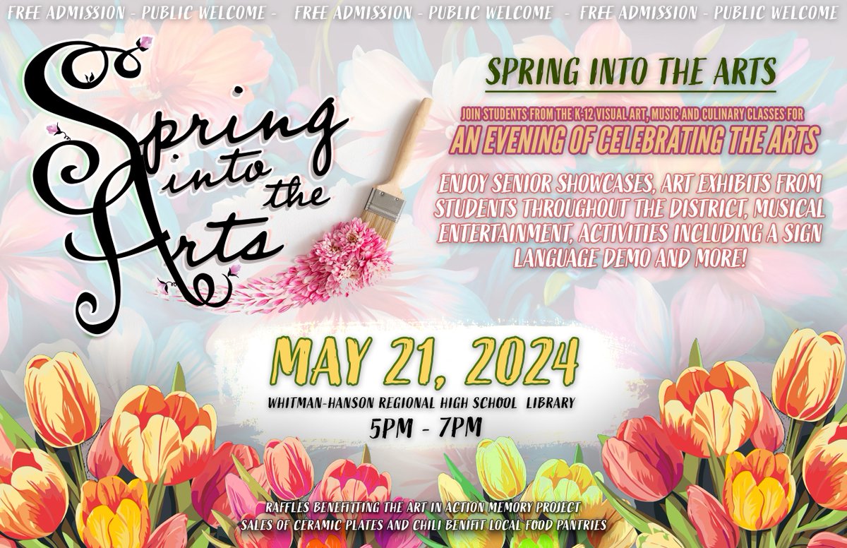 Join us in the library on May 21st from 5-7pm for the Spring into the Arts show! Free admission, all are welcome. #whpantherpride <a href="/DrCSJones/">Christopher Jones</a>