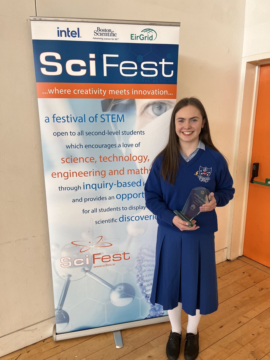 Huge Congratulations to Sarah E. O’Connor who has won TWO SciFest awards🙌🙌👏She placed 3rd in her Life Sciences category & also won a Communication Award for her project 'False Evidence Appearing Real'. #excellentstuff ⁦@lecheiletrust1⁩ ⁦@LoretoFaithDev⁩ #welldone
