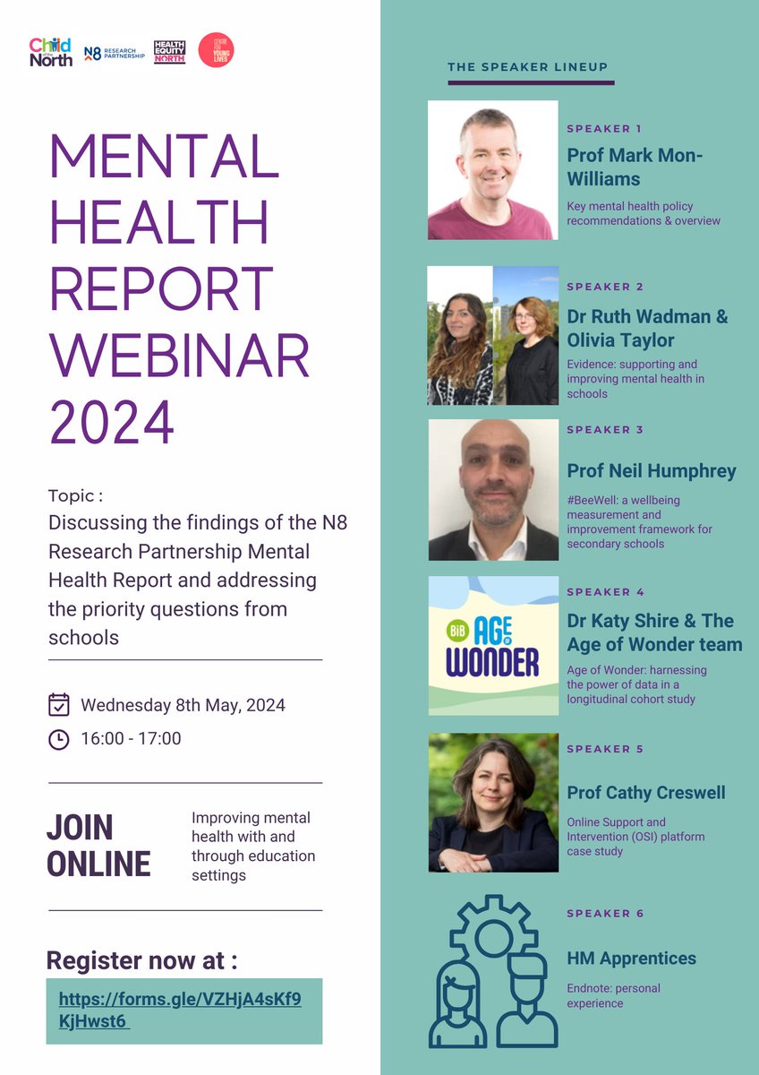 🖥️CoTN/CfYL Report Webinar: Addressing Mental Health With & Through Education Settings 📅 Wednesday, 8th May ⏲️ 4-5 PM Hear from researchers and service leaders on the report evidence, recommendations, and case studies Register today: forms.gle/VZHjA4sKf9KjHw…