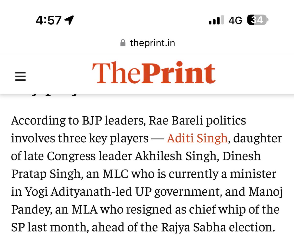 ThePrint had reported on March 21 that Dinesh Pratap Singh was likely to be fielded by the BJP @ThePrintIndia