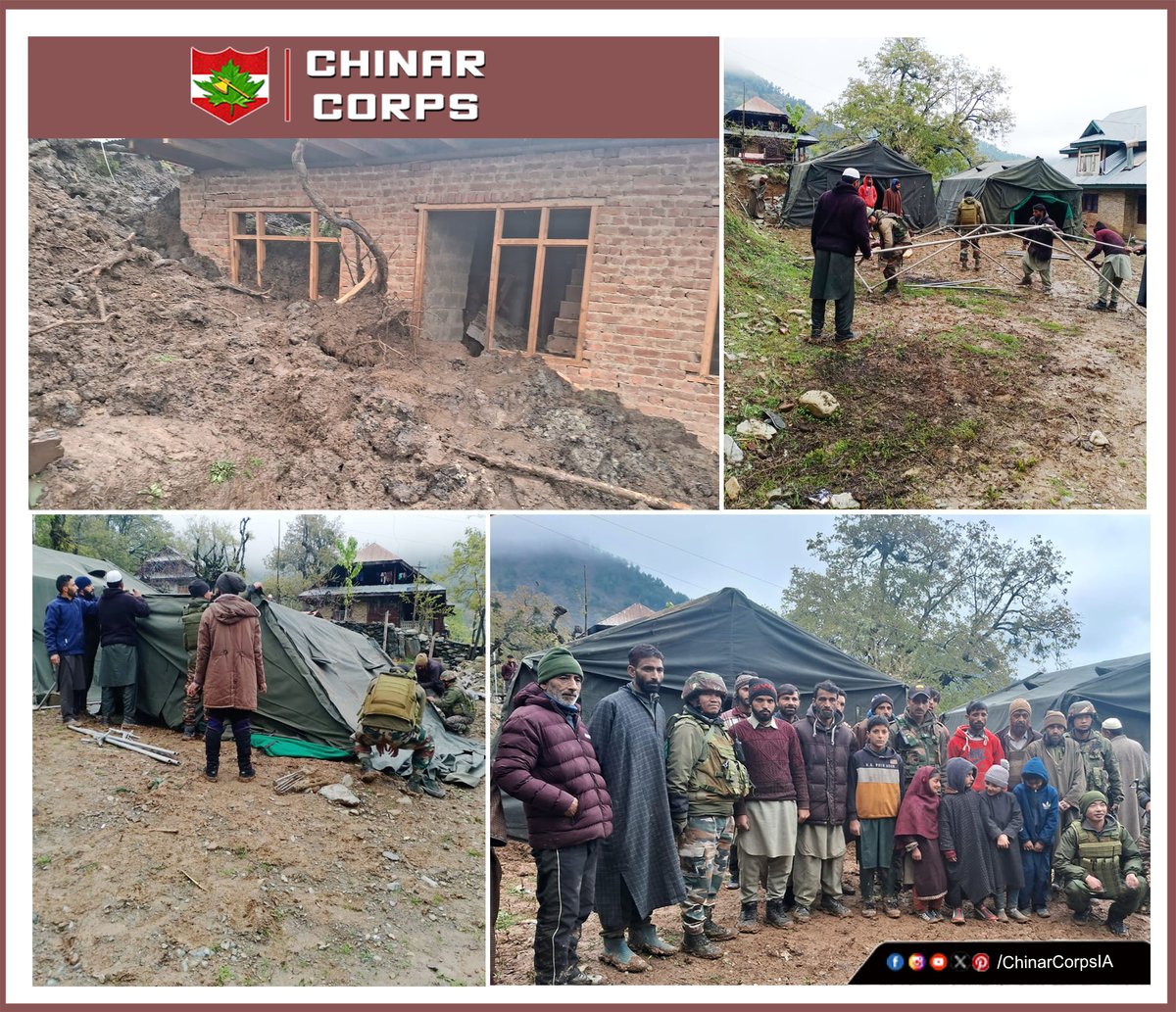 #ChinarWarriors to the Rescue. A massive landslide occurred at Warsun village, #Kupwara, resulting in extensive damage to residential properties in the area. #ChinarWarriors swung into action & provided emergency relief. Assistance in terms of food & shelter to affected citizens…