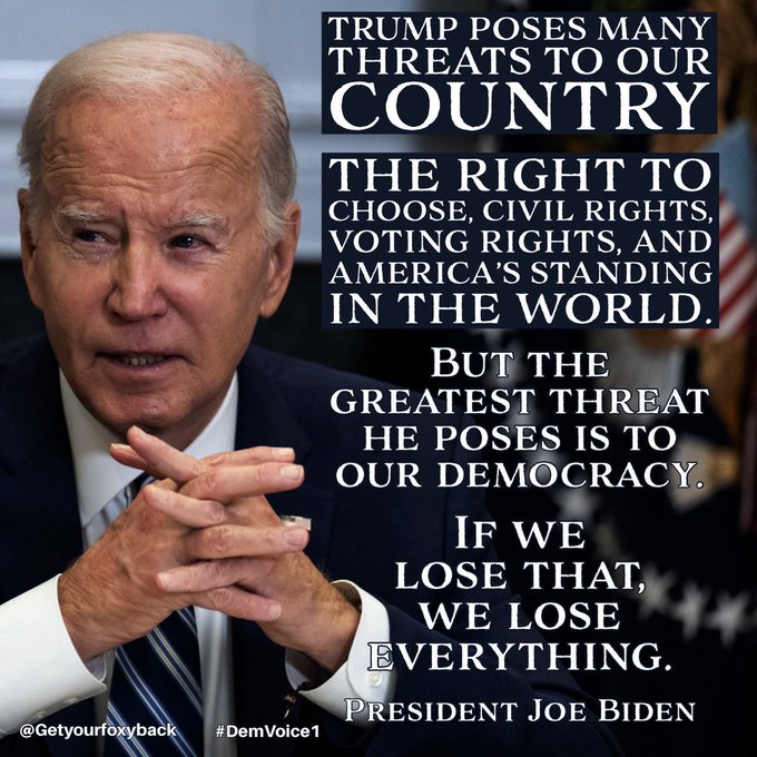 I'm voting for President Biden and Vice president Kamala Harris! 

If you are voting for President Biden to keep America safe from dictators, and to have a Democracy, 

Drop a 💙 Repost! 
#BidenHarris2024