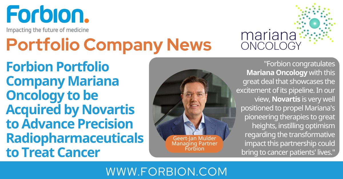 Our 5th exit in just about a year. Congratulations team Forbion! forbion.com/en/news/forbio… #lifesciences #biotech @endpts #oncology
