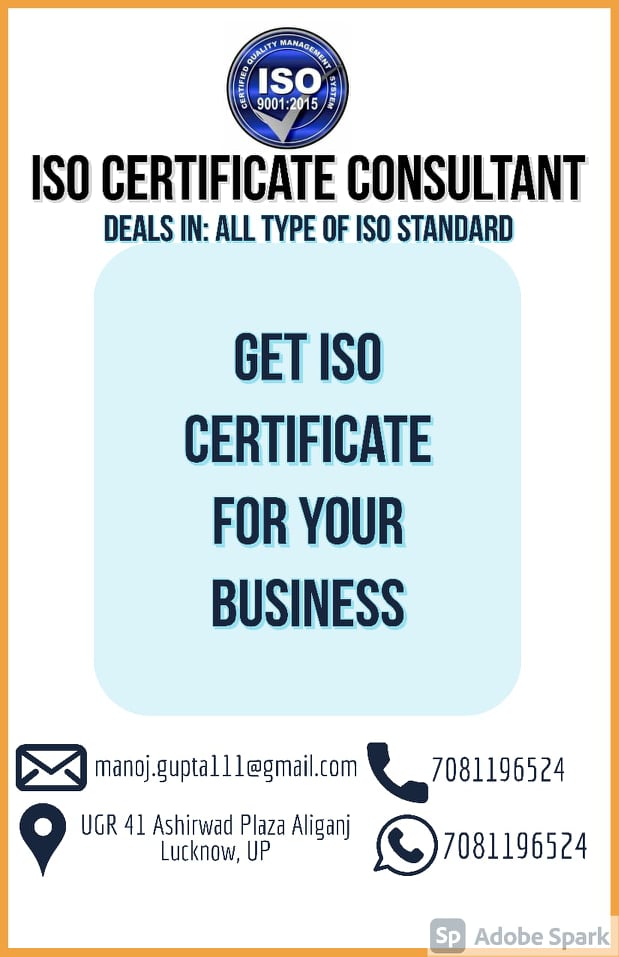 Get ISO Certificates (@certificatesget) on Twitter photo Hi, Good Day
Regarding Documentation & Implementation
Manual, Procedure, Work Instruction, Internal Audit and others
ISO 9001, 14001, 45001, 22000, 27001, 13485, 21001, 37001, 20000, 50001, 41001, 22301
Kindly call or What's app +917081196524
Email: manoj.gupta111@gmail.com Hi, Good Day
Regarding Documentation & Implementation
Manual, Procedure, Work Instruction, Internal Audit and others
ISO 9001, 14001, 45001, 22000, 27001, 13485, 21001, 37001, 20000, 50001, 41001, 22301
Kindly call or What's app +917081196524
Email: manoj.gupta111@gmail.com