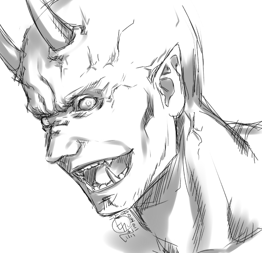 1時間半ぐらいらくがきしてた すごくらくがき でもそもそも趣味だとこういう方向性だったなーって エルフとか鬼とか ファンタジー系 
