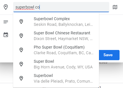 Google calendar knows where I live and where I've scheduled events before. So why not surface the best local matches for location at the top instead of places in Singapore, Australia etc.

I need to type 12 chars before the local place appears in dropdown.

@googlecalendar #UI