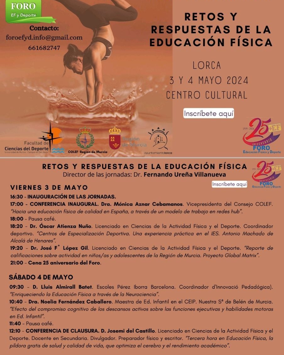 🍰 El Ayuntamiento de #Lorca se suma a las jornadas del 25º aniversario del Foro de Educación Física y Deporte. ℹ️ lorca.es/noticias/notic…