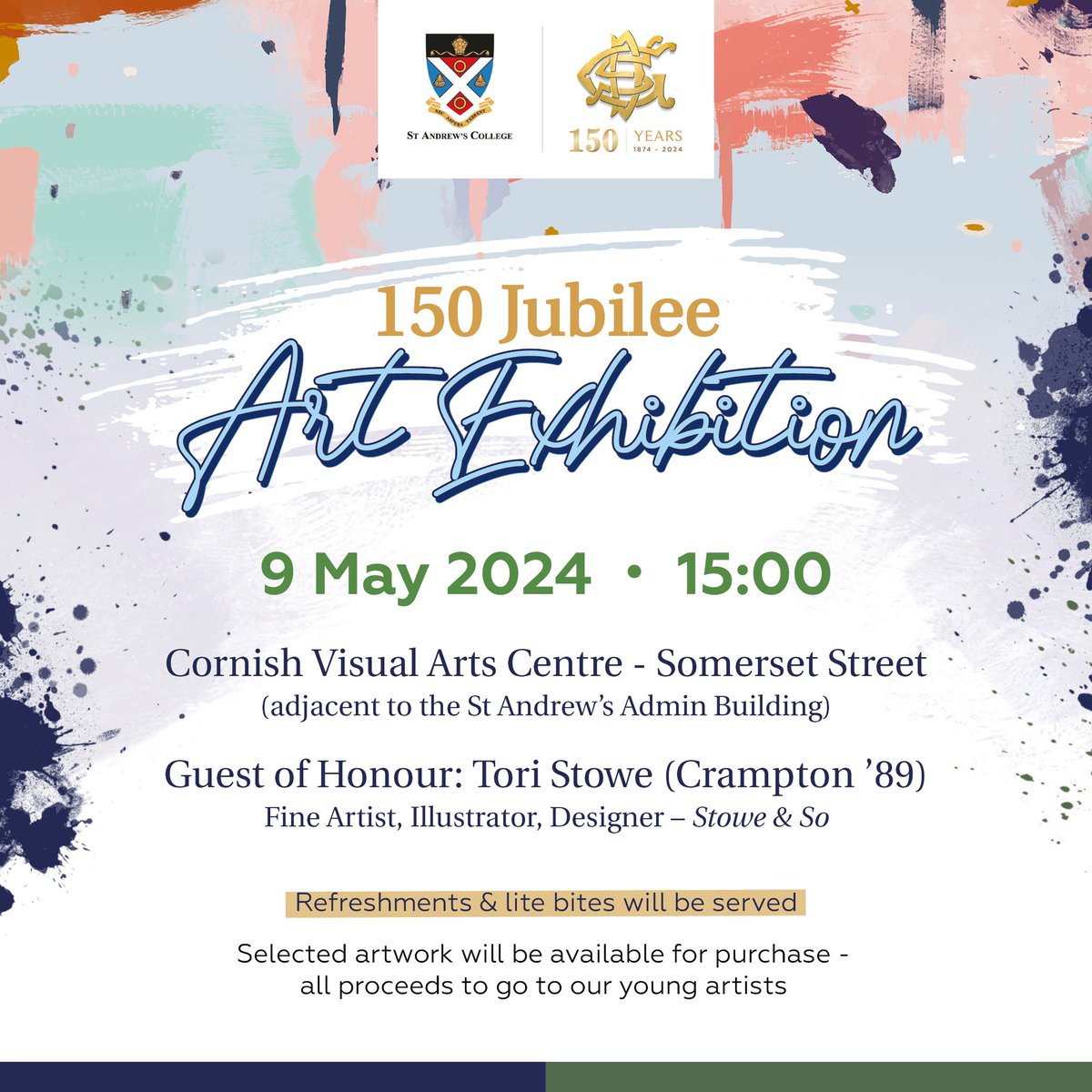 Please mark your calendars for 9 May 2024, at 3 pm to celebrate the work of our pupils and invited staff members from DSG, St Andrew's College and Prep with a passion and talent for ART!