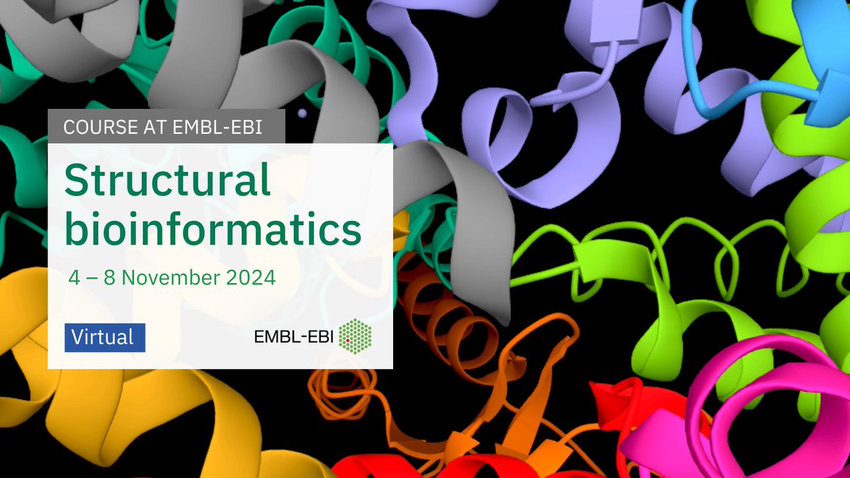 Applications are now open for our annual structural #bioinformatics course, and this time we're going virtual.

Limited financial assistance is available in the form of a registration fee waiver.

Apply by 28 July: ebi.ac.uk/training/event…