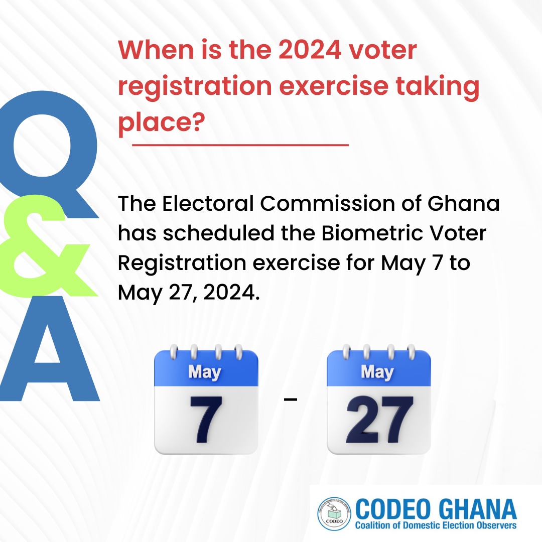 Are you ready to make your voice heard? CODEO is gearing up to observe the Biometric Voter Registration (BVR) exercise by the @ECGhanaOfficial Got questions about the registration process? We've got you covered! Check out our Q&A series on the BVR. #GhanaElection2024
