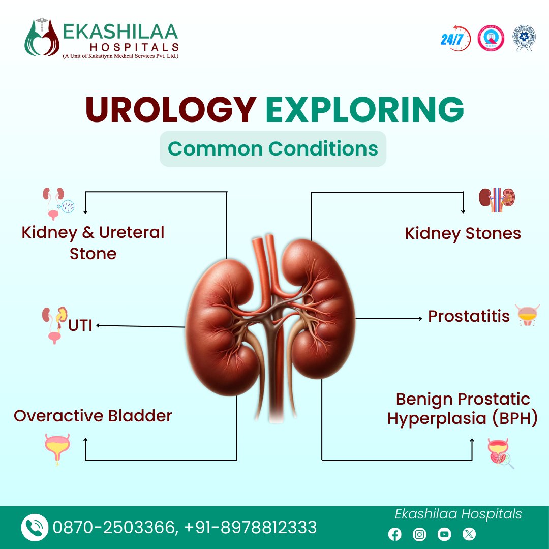 Unlocking the Mysteries of Urology! Discover common conditions like overactive bladder, kidney stones, and more with Ekashilaa Hospitals. #HealthAwareness #PreventiveHealthcare #ekashilaahospital #KidneyDiseaseAwareness #kidneydonation #kidneystones #urologists #awareness