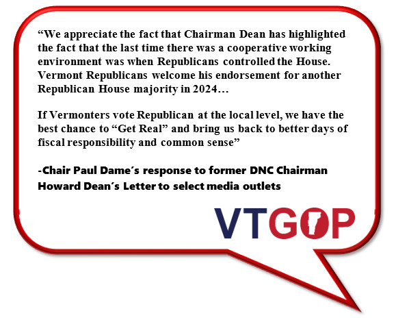 VTGOP Chairman Thanks Howard Dean for Highlighting Democrat failures #vtpoli open.substack.com/pub/vtgop/p/vt…
