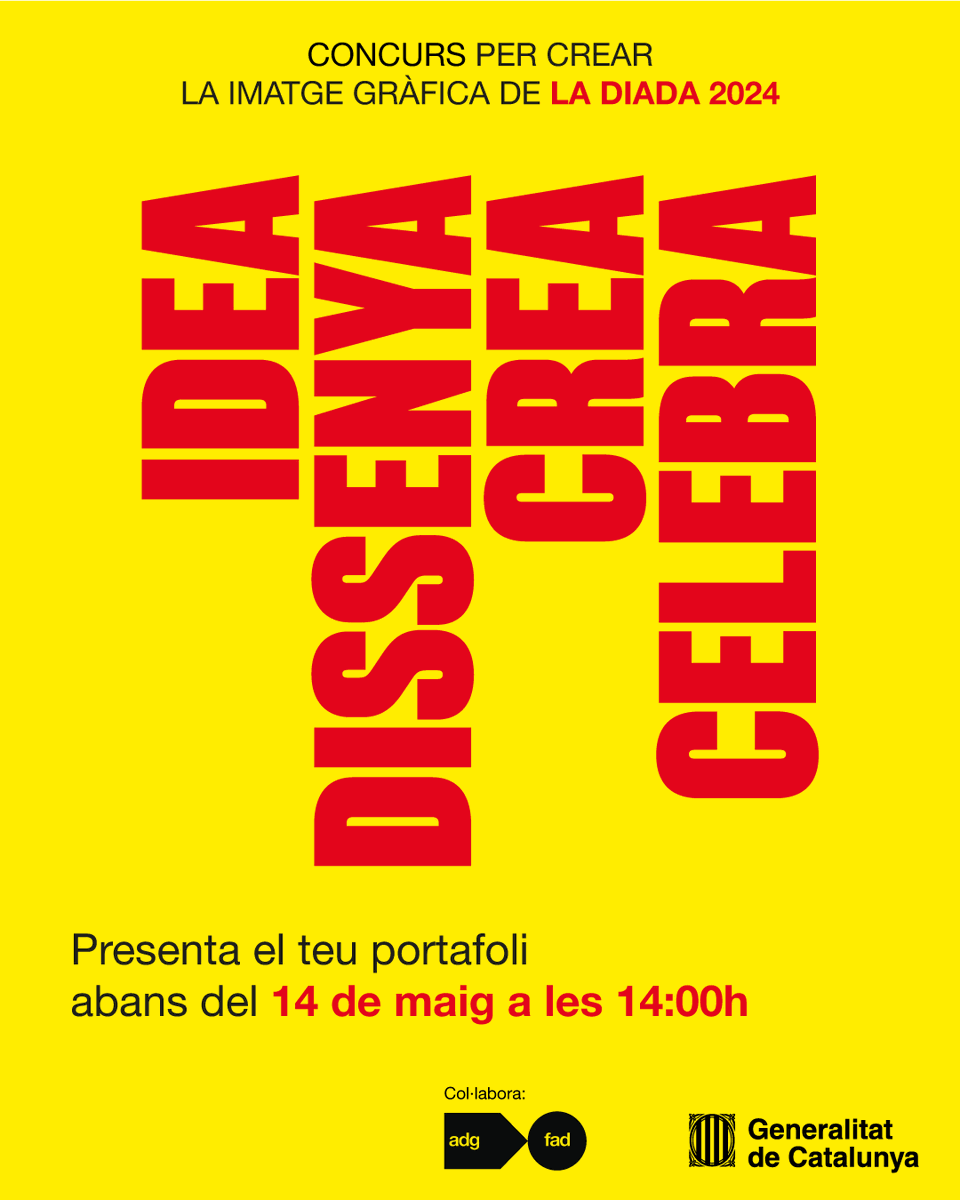 🎨 S'obre una nova edició del concurs per crear la imatge gràfica de la Diada Nacional de Catalunya. 🧑‍🎨 S'adreça a artistes i professionals del disseny, l'art i la comunicació visual. 💶 El guanyador rebrà 10.000 €. gen.cat/concursdiada
