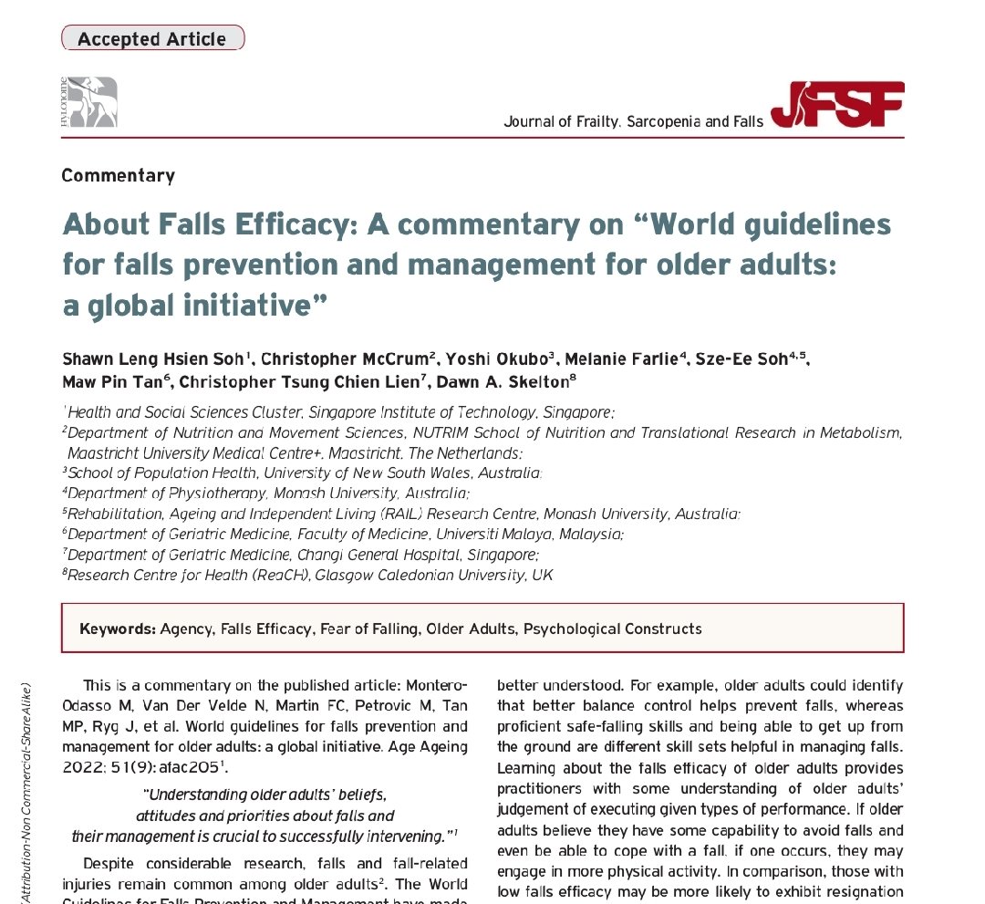 🎊 Have you been informed? 😍 💡About falls efficacy: A commentary for World Falls Guidelines has been accepted! Be one of the first few to be informed. 🗞️📓 🚀 Read more: jfsf.eu/accepted/JFSF-… @LaterLifeTrain @mawptan @chrismccrum @OkuboYoshi @DrFarles @soh_sze