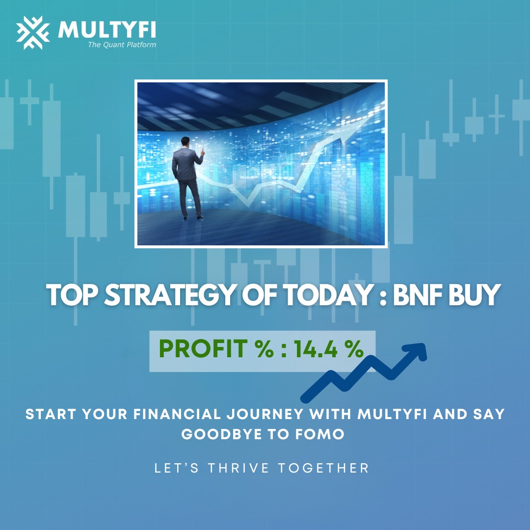 29th April 2024 Top Strategy - BNF BUY with 14.4% Profit! 
Begin Your Financial Journey with Multyfi 💼💰

#Multyfi #AutomatedInvesting #Investment #FinancialFuture #FinancialGoals #StartInvesting