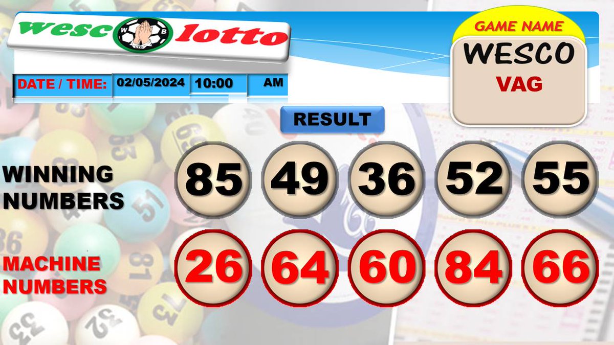 Congratulation to all our winners!
Wesco Vag
#wesco #results #wescolotto #keepplaying #keepwinning #keepsharing