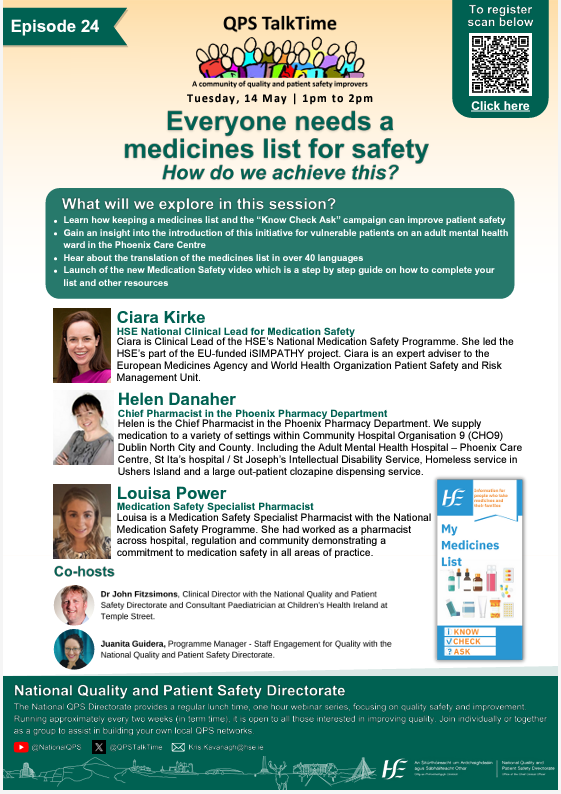 NMPDU South West (@nmpducorkkerry) on Twitter photo Interested in Medication Safety? QPS Talktime with @NationalQPS on May 14th 'Everyone needs a medicines list for safety, How do we achieve this?' <a href="/CUH_Cork/">Cork University Hospitals</a> <a href="/IrelandSouthWID/">Ireland South Women & Infants Directorate</a> <a href="/CorkKerryCH/">Cork Kerry Community Healthcare</a> <a href="/BGHsswhg/">Bantry General Hospital -SSWHG</a> <a href="/HospitalMallow/">Mallow General Hospital</a> <a href="/uhknursing/">UHKNURSING</a> <a href="/mercy_nursing/">Mercy University Hospital Cork Nursing</a> <a href="/NursingSIVUH/">Nursing@SIVUH</a> <a href="/RANP_AcuteMed/">Sarah McAleer</a> <a href="/AMGalvinCUH/">Ann Marie Galvin</a> Interested in Medication Safety? QPS Talktime with @NationalQPS on May 14th 'Everyone needs a medicines list for safety, How do we achieve this?' <a href="/CUH_Cork/">Cork University Hospitals</a> <a href="/IrelandSouthWID/">Ireland South Women & Infants Directorate</a> <a href="/CorkKerryCH/">Cork Kerry Community Healthcare</a> <a href="/BGHsswhg/">Bantry General Hospital -SSWHG</a> <a href="/HospitalMallow/">Mallow General Hospital</a> <a href="/uhknursing/">UHKNURSING</a> <a href="/mercy_nursing/">Mercy University Hospital Cork Nursing</a> <a href="/NursingSIVUH/">Nursing@SIVUH</a> <a href="/RANP_AcuteMed/">Sarah McAleer</a> <a href="/AMGalvinCUH/">Ann Marie Galvin</a>