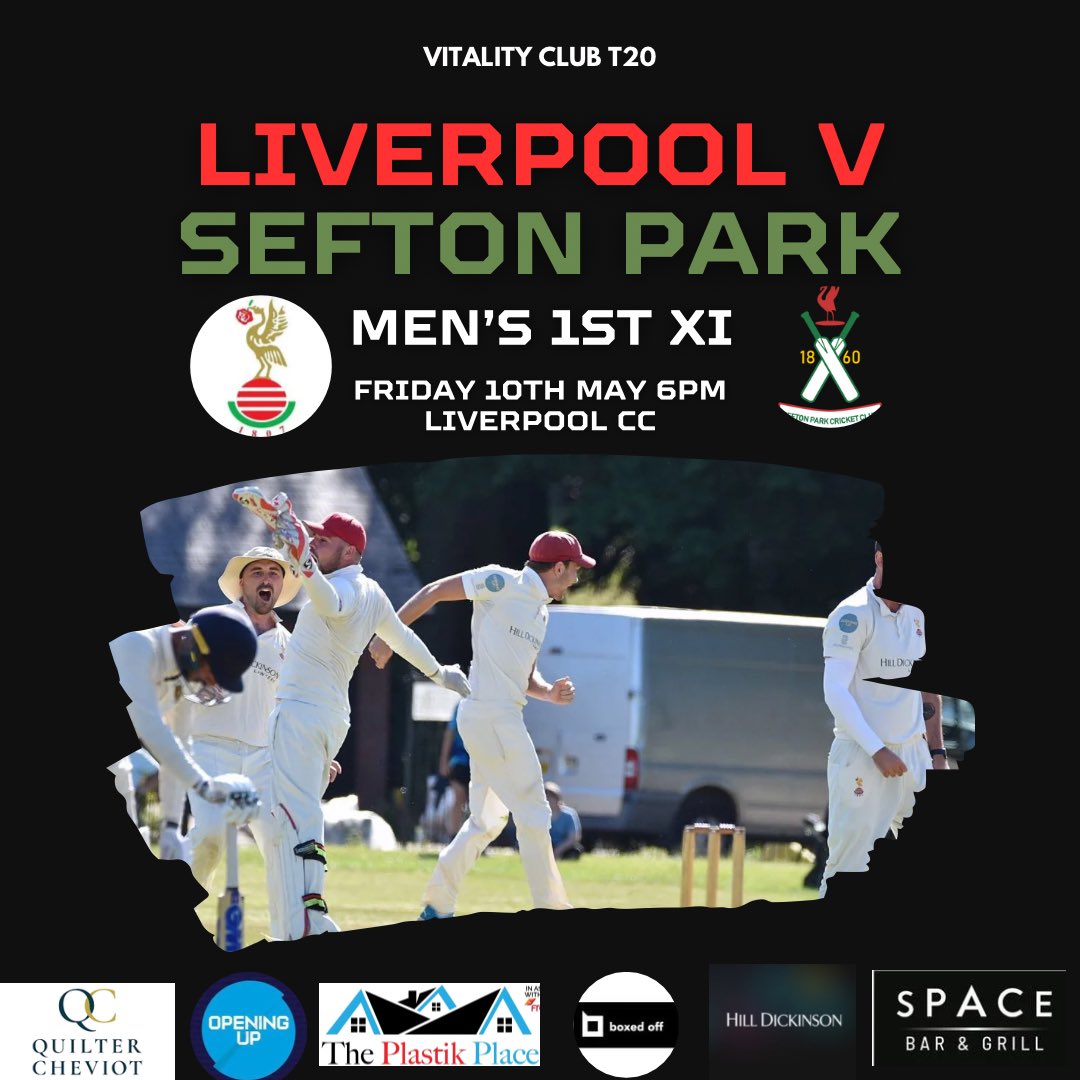 *** DERBY DAY - 10th May *** 🏏 Friday night t20 cricket 🍺 Discounted bottle bar 🍔 BBQ 🎵 Music 🍹 Discounted drinks for Sefton Park CC members