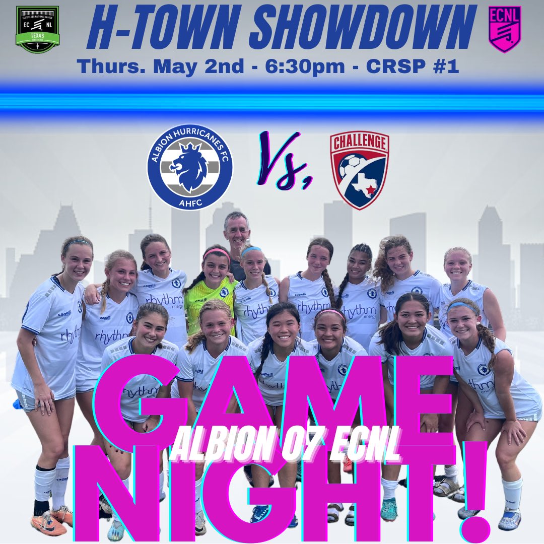 It’s Thursday Game Night!  If you’re in HTX Come out and watch these 07s play! 💙🖤🤍

🗓️TODAY!
🆚@Challenge07ECNL 
⏰6:30pm
📍CRSP #1

#ahfcfamily #ahfcsoccer 
@PrepSoccerTX @ImYouthSoccer @ECNLgirls
