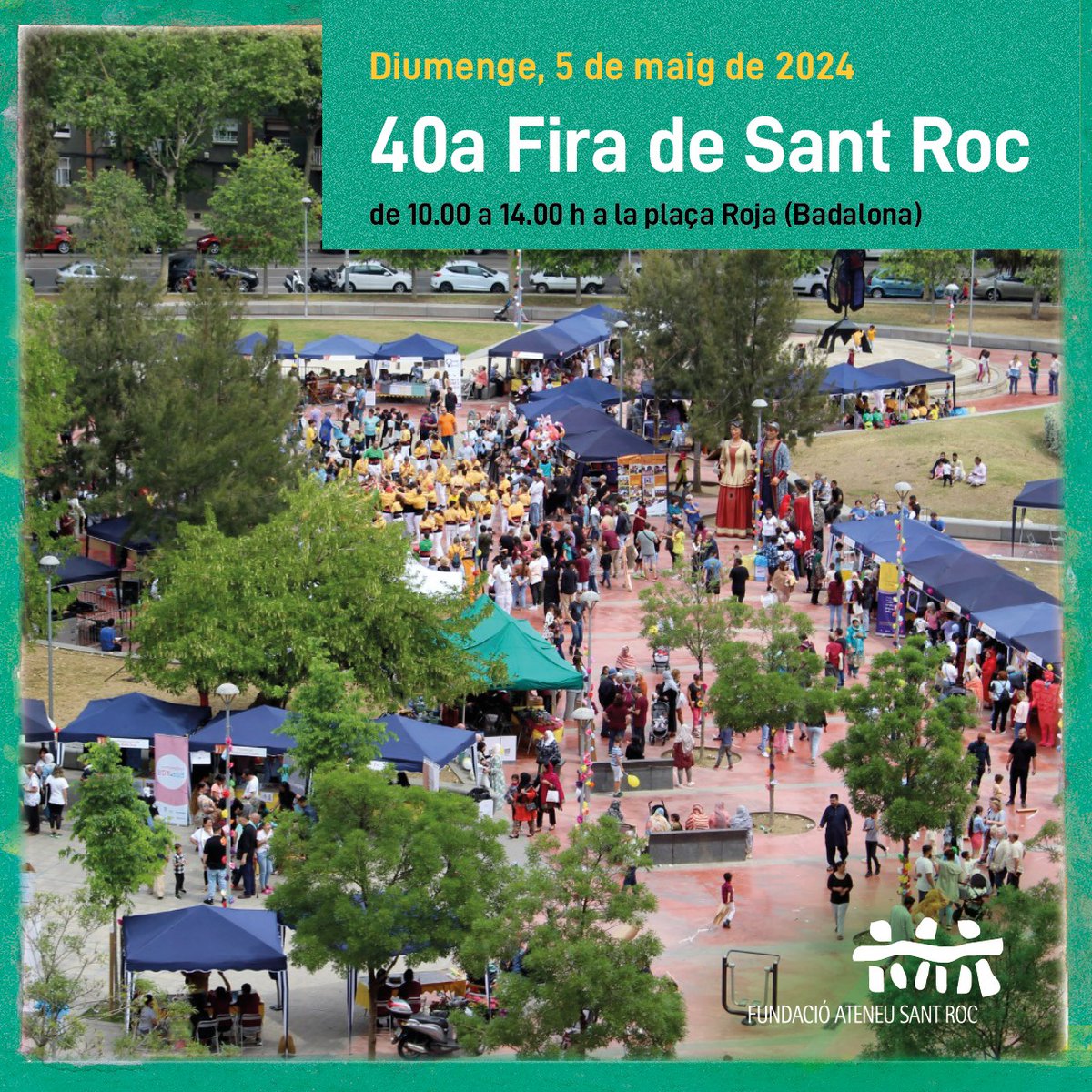 Aquest diumenge, 5 de maig vine a la Fira de Sant Roc!

La Fira de Sant Roc celebra 40 edicions convertint-se en una de les demostracions més impressionants d'orgull, diversitat, cultura, tradició i solidaritat del barri de Sant Roc.

#EstimarSantRoc #Badalona #40FiraSantRoc