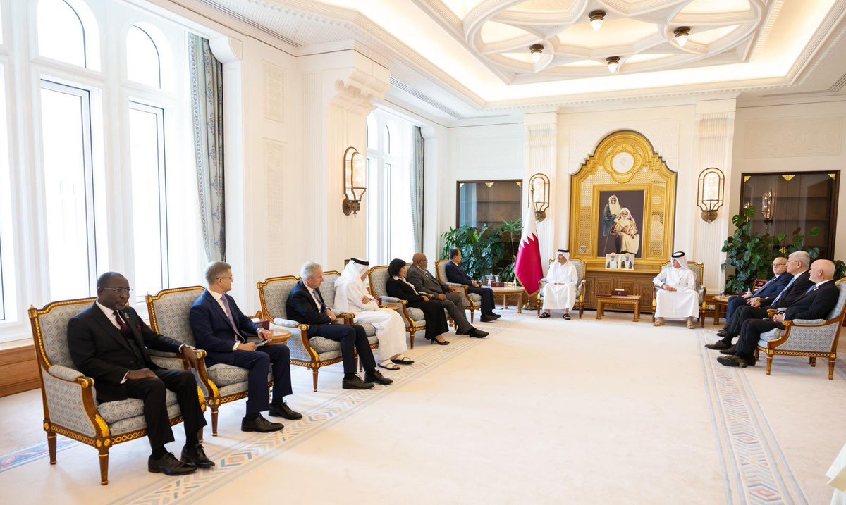 Pleased to meet their Excellencies members of the Council of Presidents of the UNGA, on the sidelines of their Council meeting held in Doha. We affirm our unwavering support for the efforts of the United Nations to establish the foundations of international peace and security.