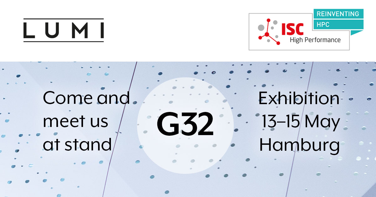 🌟#ISC24 is near!🌟
Join us at our booth & meet the LUMI experts! Discover everything you've been curious about regarding LUMI. Our team is eager to connect with you and unveil the possibilities LUMI brings to researchers.  
See our schedule ➡️lumi-supercomputer.eu/events/isc-202…
#hpc #AI