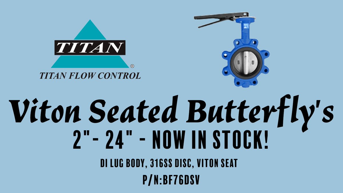 @TitanFCI is now stocking Viton Seated Butterfly Valves
Contact @RJ_Drews  for more information or pricing.
#flowcontrol #pvf #viton #inventory #moreIn24