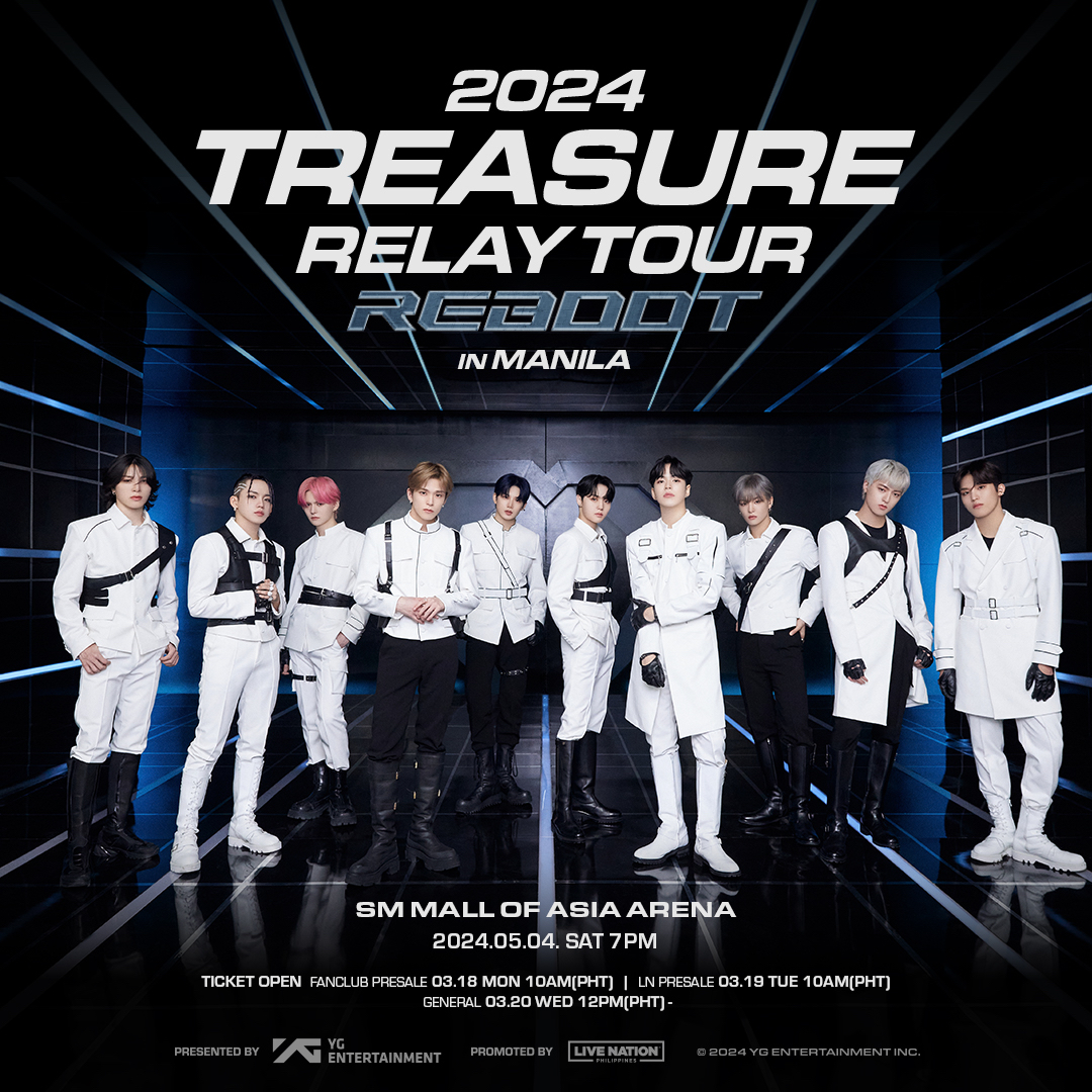 2 days to go! TREASURE Relay Tour [Reboot] in Manila at @MOAArena More details here: philippineconcerts.com/k-pop/2024-tre… By @livenationph