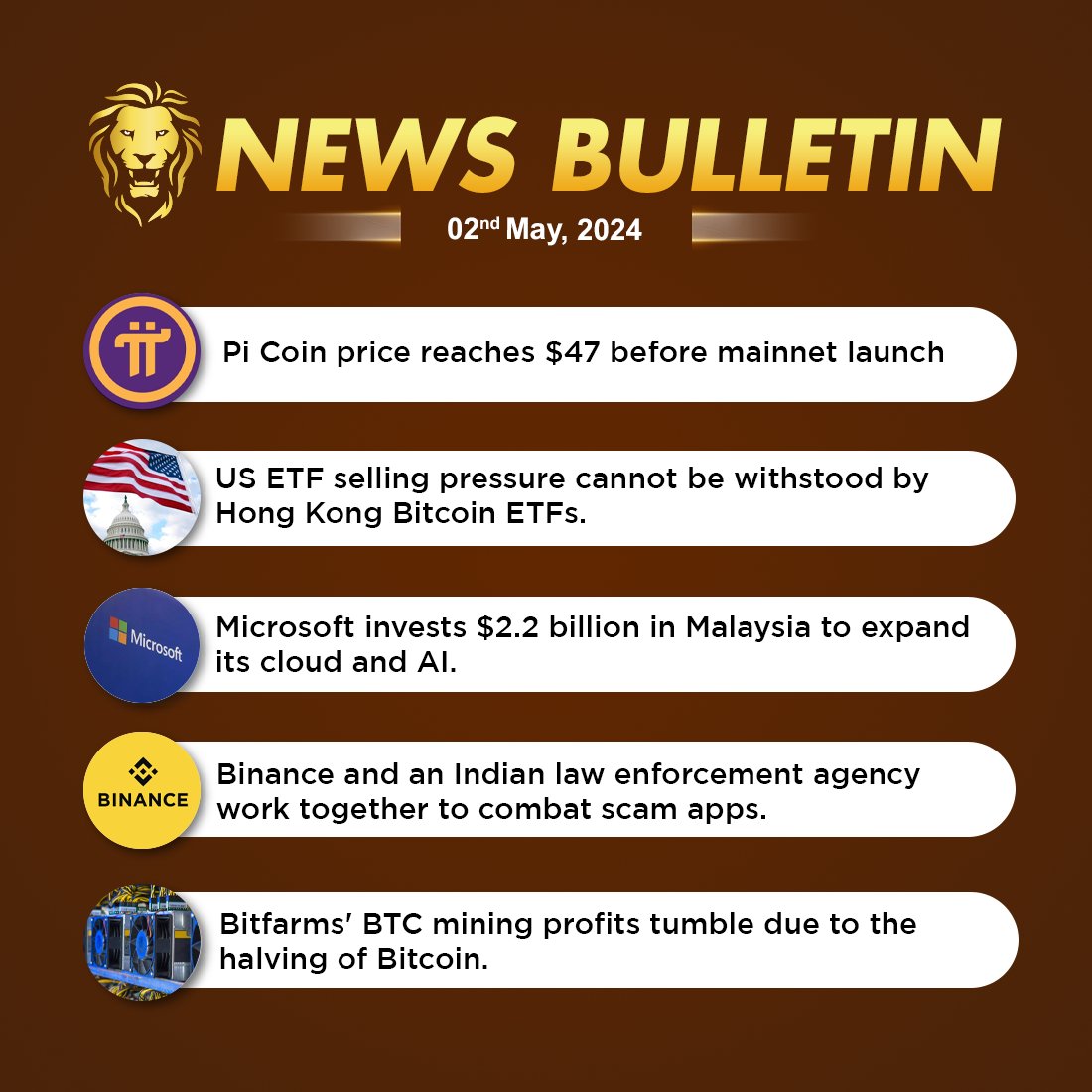 #CoinGabbar Latest News Bulletin: May 2nd, 2024

Read More News: coingabbar.com/en/crypto-news…

#CryptoNews #PiCoin #mainnetlaunch #ETF #HongKong #BitcoinETFs #AI #Binance #Bitfarms #BitcoinMining #bitcoinhalving #cryptonewstoday