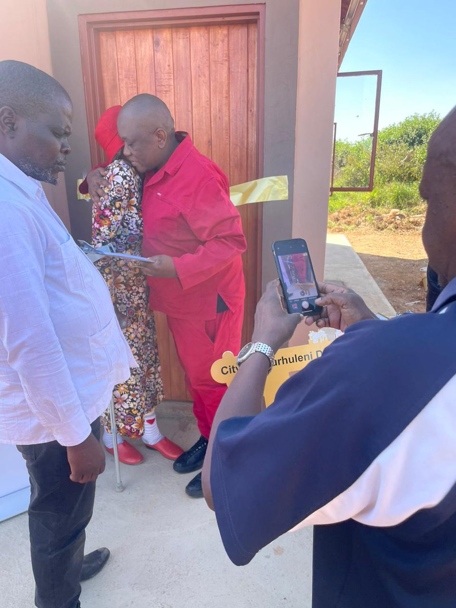 today @EFFSouthAfrica MMC @KgopeloHollo handed over houses to approved beneficiaries with the special needs in Benoni.